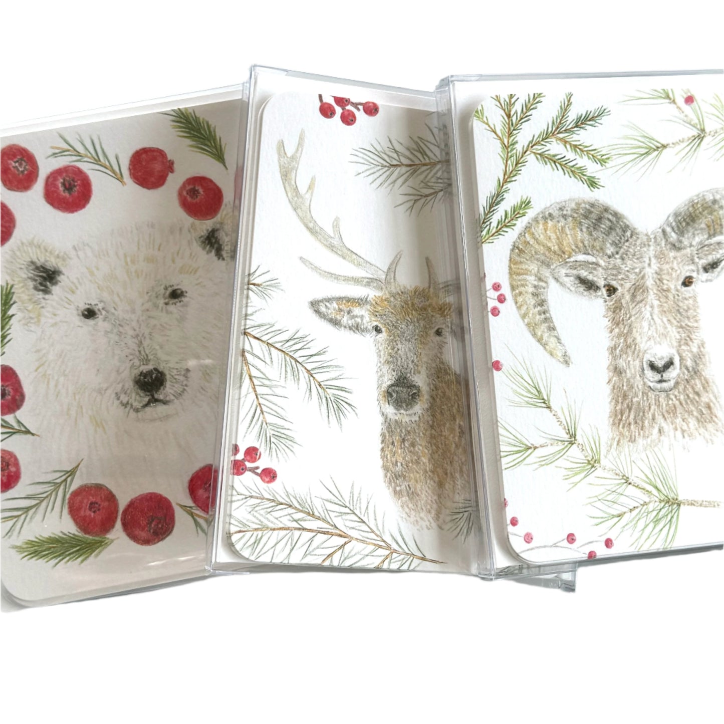 Polar Bear with Pomegranate Wreath Card