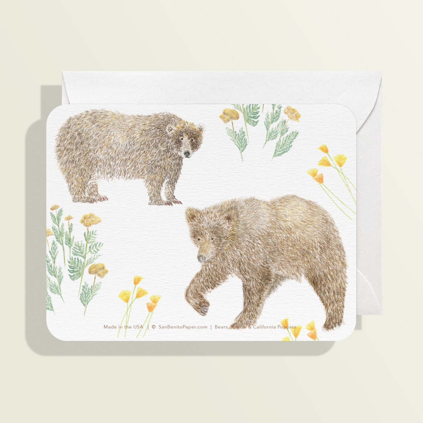 Bears, Yarrow and California Poppies Card
