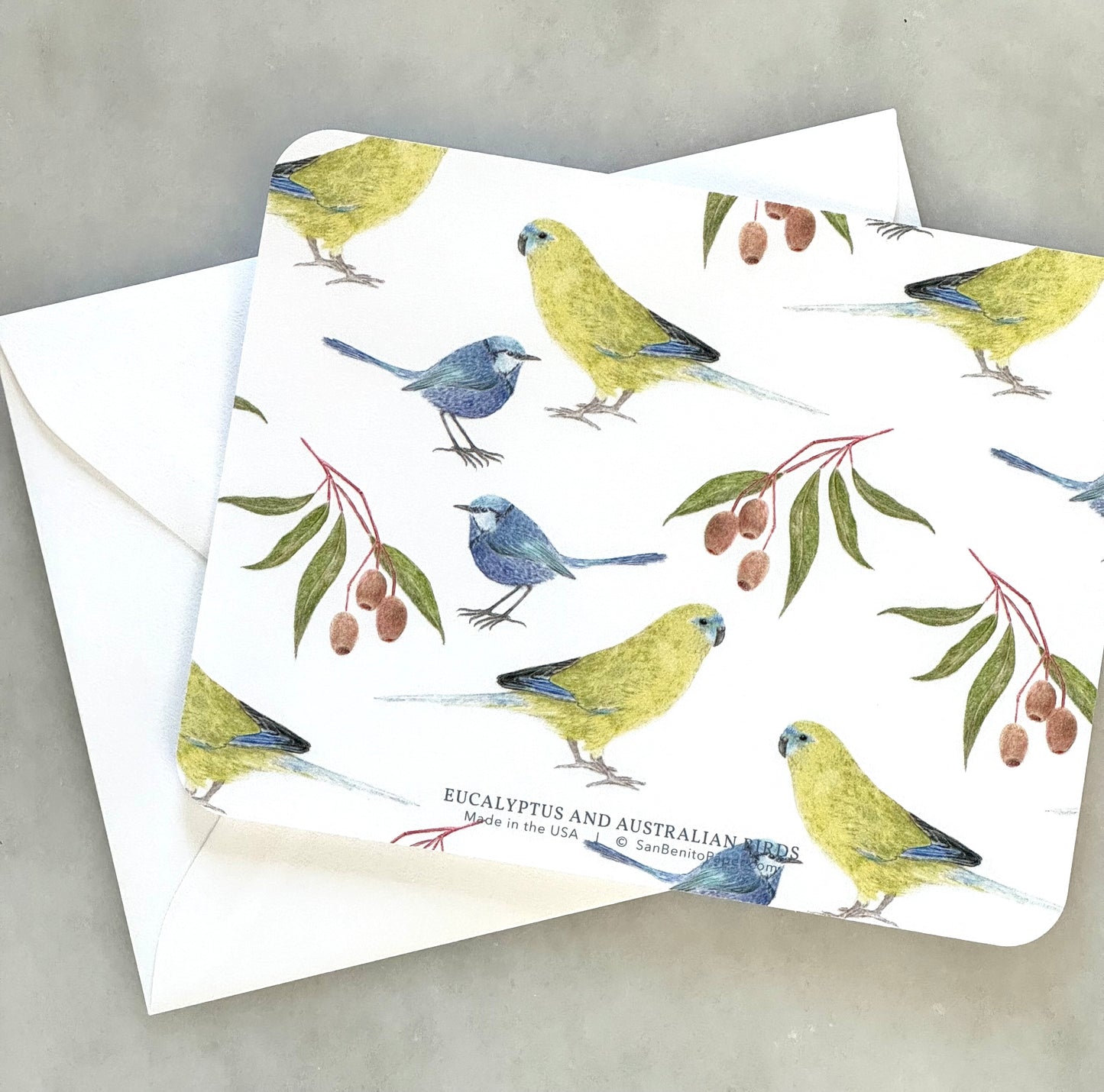 Eucalyptus and Australian Birds Stationery Set