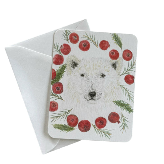 Polar Bear with Pomegranate Wreath Set of 8