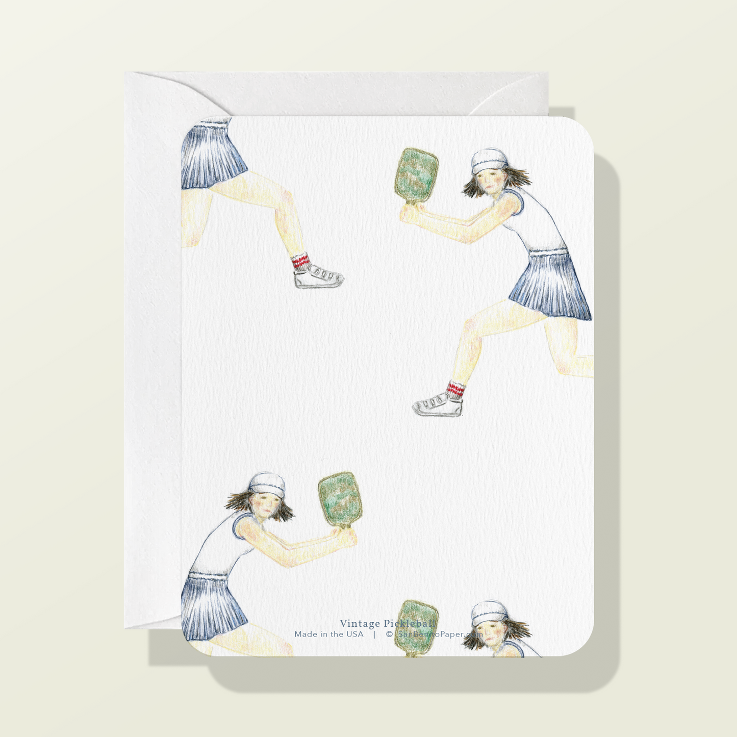 Vintage Blue Pickleball Player