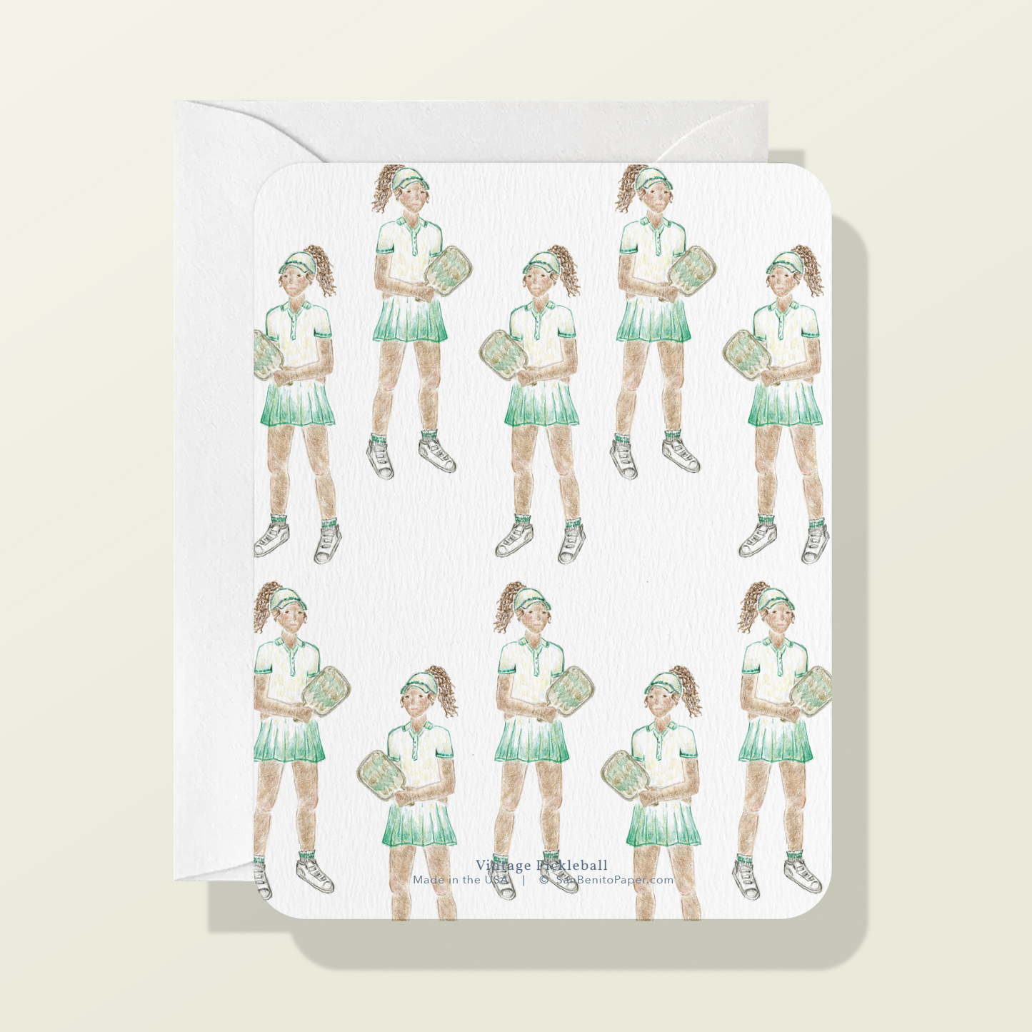 Vintage Green Pickleball Player